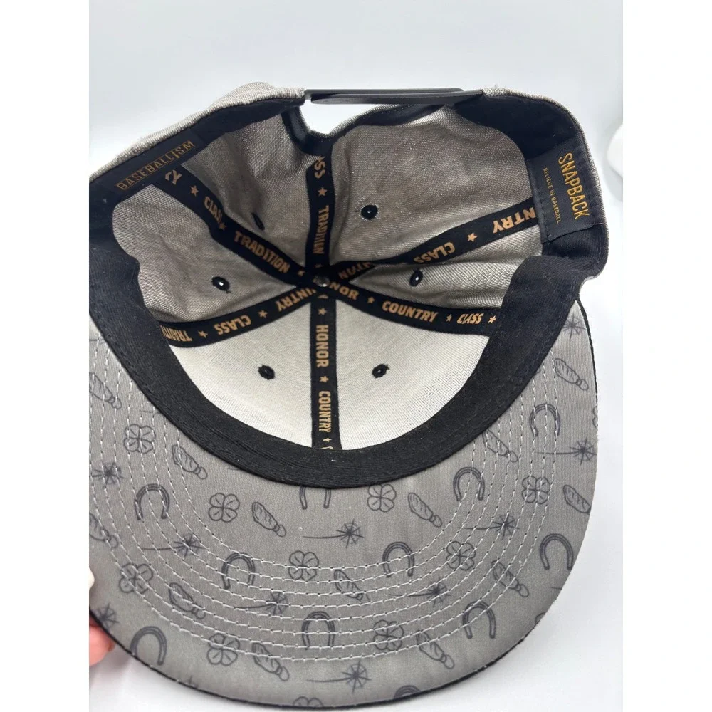 Baseballism Rally Snapback Hat Grey Black 3D Embroidery Flat Brim Baseball Cap